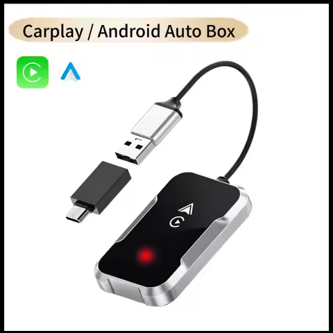 Universal Wireless CarPlay Android Auto Adapter USB Plug & Play AI Box for iPhone 10+ Car Stereo 201