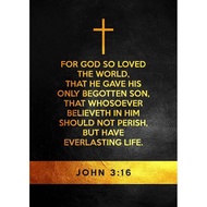 John 3:16 Bible Verses Cross Painting Canvas Print Scripture Wall Decor For God So Loved The World H