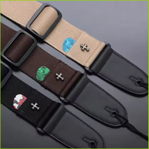 Electric Guitar Strap Acoustic Folk Guitar Straps Vintage Cross Personality Guitar Straps Picks Pock