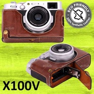 全新 富士 Fujifilm X100V PU皮相機底座半套 (可拆取電池) PU Leather Camera Half Case