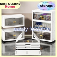 L60-80CM Foldable Storage Cabinet With Wheel Stackable Storage Box Kitchen Cabinet Almari Baju
