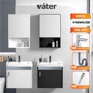 [VATER] 4050/4060 Aluminium Bathroom Cabinet with Rectangular Mirror Ceramic Sink ( Black / Cream ) 