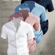 TEMU เสื้อเชิ้ตแขนสั้นผู้ชาย OBM 4 ตัว น้ำหนักเบา ระบายอากาศได้ดี - เสื้อชายหาดคอตั้งสีพื้น ซักเครื่