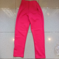 Women's high-waist trousers made of scuba material, Pink, fuchsia, fuchsia, barbie