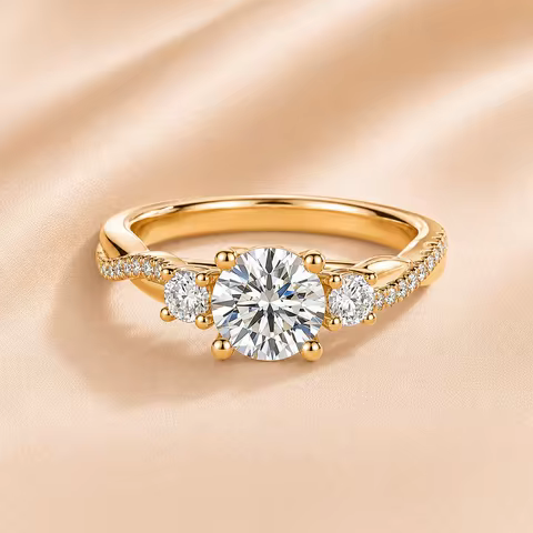 Custom Lab Grown Diamond Ring 9K 14K Gold 0.5ct to 3ct D Color VVS Clarity Engagement Wedding Promis