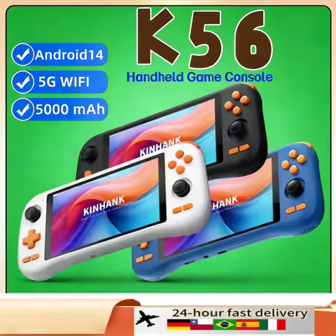 KINHANK K56 Handheld Retro Game Console 5.5 Inch Touch Screen Android 14 50 Emulators for PSP PS1 50