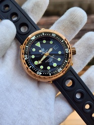 มีสต็อกในประเทศไทย นาฬิกาผู้ชาย STEELDIVE 1975s Luxury automatic Bronze CuSn8 diver watch, Seiko NH35 movement, sapphire crystal, SuperLuminova C3/BGW9, 300m tuna