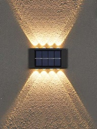 1入組太陽能電池板壁燈戶外庭院花園用ABS太陽能電池板壁燈