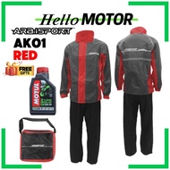 FREE MOTUL SEMI 15W50 ARAI SPORT BAJU HUJAN 2 LAYER AK01 RED RAINCOAT FREE BAG SIAP SELUAR S-8XL