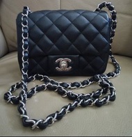 Chanel Black Caviar 17cm Square Mini 黑色荔枝皮手袋 方胖子