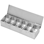 Stainless steel ice powder spice box commercial spice box with lid household kitchen hotel ingredien