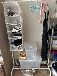 White Woven Hanging Storage Organizer with Shelves