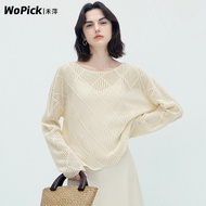 Heping 2024 Summer Lightweight Long-Sleeve Diamond Knit Top for Women