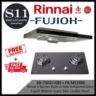 Rinnai RB7302S-GB 2 Burner Built-In Hob &amp; Fujioh FR-MS1990 Super Slim Cooker hood * 3 YEARS Fujioh warranty Bundle - Free Delivery