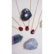 Dainty Teardrop Necklace - Carnelian New Design