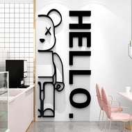 [48H Shipping]Violent Bear Internet Celebrity Wall Sticker3d 3D Milk Tea Clothing Restaurant Snack B