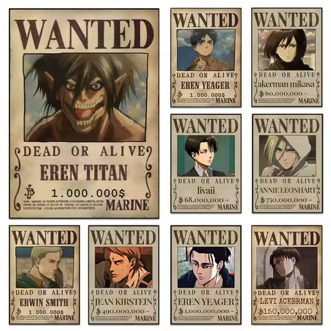 Attack On Titan Poster Japanese Anime Attack On Titan Wanted Poster Print Japan Manga Canvas Paintin
