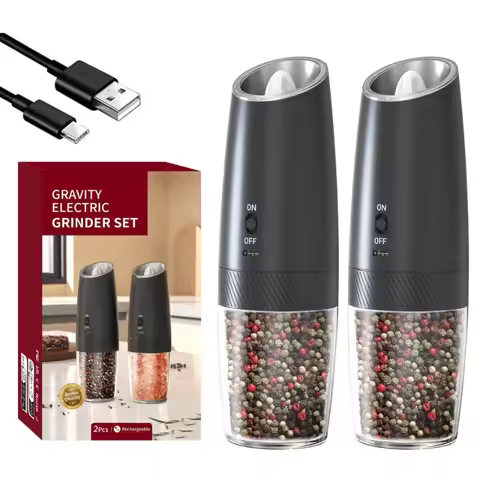 USB Rechargeable Electric Salt Pepper Grinder Adjustable Roughness Freshly Ground Pepper Powder Grin