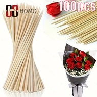 100pcs BBQ Sticks Party Buffet Barbecue Disposable Bamboo Sticks Food Bamboo Sticks Flower Sticks