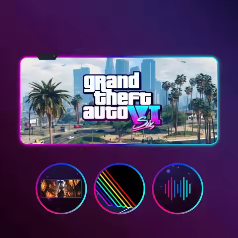 Game G-gta 6 Mouse Pad RGB Luminous 900X400mm Large Table Mat Non-slip Extra Large Game Office Mouse
