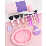 15 ชิ้น เครื่องมือแต่งหน้าพกพาหลากหลายฟังก์ชัน ด้ามจับพลาสติก ABS ชุดแปรงขนนายลอน แต่งแก้ม คอนทัวร์