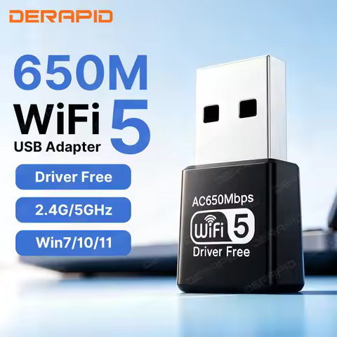 Dual Band WiFi Adapter AC650 High Gain Dual Antenna Wireless Network USB Adapter for PC Laptop No Dr
