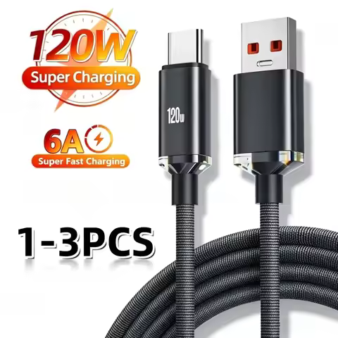 120W USB C Fast Charging Cable 0.25M/1M/1.5m/2M Quick Charge 6A Super Fast Cahrger For Samsung Xiaom