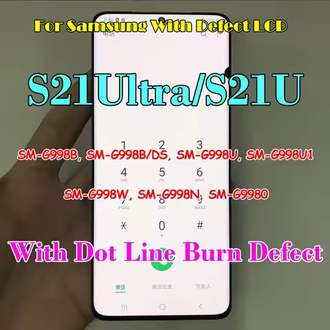 6.8“ S21U AMOLED With defect For Samsung S21 Ultra 5G G998 G998U Display Touch Screen Digitizer S21 