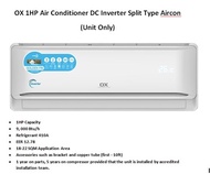 OX 1HP Air Conditioner DC Inverter Split type Aircon