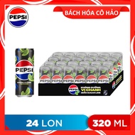 THÙNG 24 LON NƯỚC NGỌT KHÔNG CALO VỊ CHANH LEMON ZERO CALORIES PEPSI 320ML