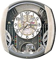 Seiko Clock FW563A Wall Clock, Karakuri Clock, Radio Watch, Characters, Disney Mickey Mouse, Minnie Mouse, Analog, 6 Tunes, Melody, Rotating Decoration, Mickey &amp; Friends, Disney Time, Light Pink,