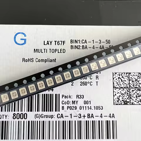 50PCS 3528 Amber+Yellow PLCC-4 Reverse Pole , 617nm+587nm , 50mA 2V 0.1w Bicolor SMD LED LAYT67F LAY