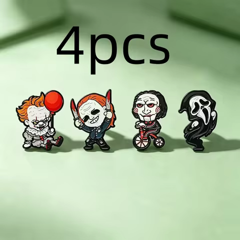 4pcs Horror Movie Enamel Pin Punk Brooch Pines Lapel Pins Badge on Backpack Clothing Accessories Hal