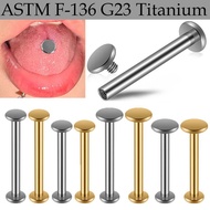 1 Piece/single G23 Titanium Flat Head Tongue Ring Fresh Piercing Internally Thread 14Gauge Unisex