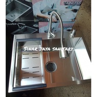 Complete kitchen sink package 6045 stainless steel flexible faucet / 6045 stainless steel square sin