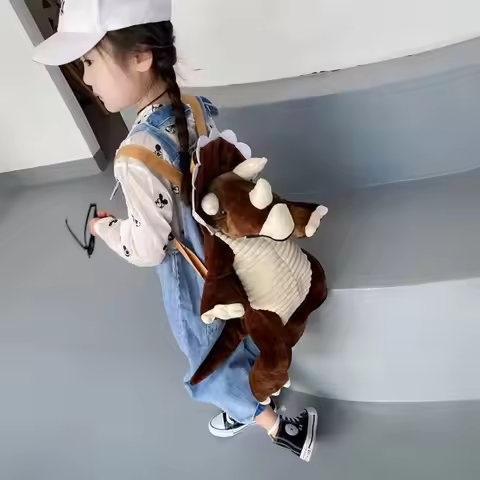 Creative Cartoon Dinosaur Backpack 3D Simulation Dinosaur Dinosaur Adjustable Straps 40cm Animal Din