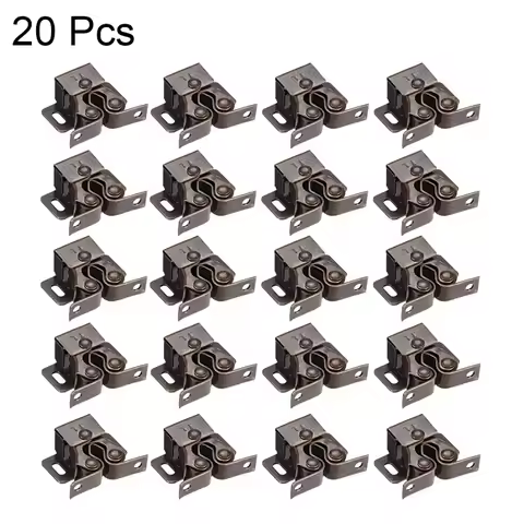 Uxcell 20pcs 10pcs Cabinet Door Double Roller Catch Ball Latch with Prong Coppper Tone 34 x 32 x 13m