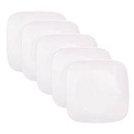 Corelle Plate Dish 22.5cm Wide Durable Lightweight Winter Frost White Square Medium Plate Set of 5 J