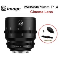 SGimage 25mm/35mm/50mm/75mm T1.4 Full Frame Cinema Lens Large Aperture Manual Prime Lens for Sony E 