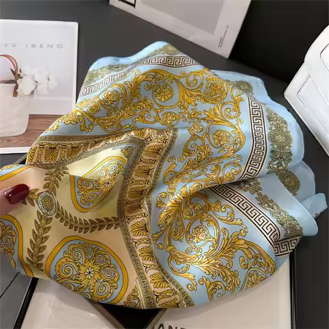 2025 Luxury Silk Pashmina Scarf 70x70cm - Women's Printed Square Shawl, Headband & Bandana