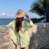 新品上新2024年新款夏季女装薄款长袖防晒衫设计感小众后背开衩白衬衫上衣2024 new summer women's thin long sleeve.