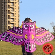 drea 110cm Layangan Terbang Colorful Kartun Owl Dengan Garis Layangan