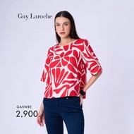 Guy Laroche เสื้อผู้หญิง กราฟฟิก ฟลาวเวอร์ คอกลมแขนสั้น สีแดง (GAHWRE)