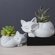 xfcbfCute Fox Succulent Flower Pot Silicone Mold for Epoxy Cement Plaster Handmade Crafts Ornaments Ashtray Pen Holder Decoration