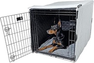 4Knines Kennel Cover, Water Resistant Pet Crate Protector, Quilted (Grey, 36")