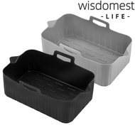 WISDOMEST Air Fryer Baking Tray, Reusable Silicone Air Fryer Basket, Rectangle Rectangle Basket Cont