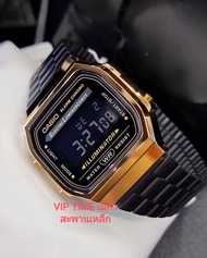 Casio Standard นาฬิกาข้อมือ unisex สายสแตนเลส รุ่น A168WEGB-1B - สีดำ/ทอง