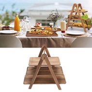 camerasanddrones-MY Wood 3 Tier Serving Tray Cupcake Display Rectangle Platter Wooden Farmhouse Tier