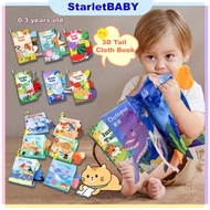 Newborn Baby Kids Early Learning Cloth Book Cartoon Animal Soft Fabric Books with 3D Animal Tail