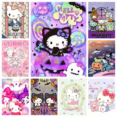 Hello Kitty Halloween Cute Diamond Painting Kits Photo Art 5D DIY Full Drills Mosaic Cross Stitch Em
